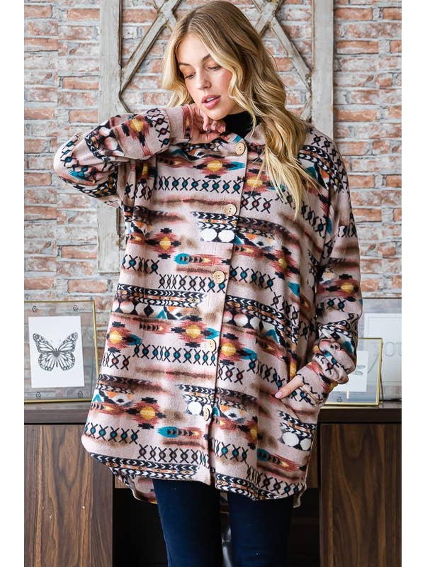 Fleece Aztec Button Up