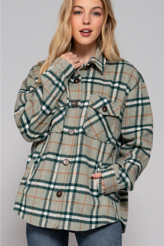 Olive/Black Plaid Shacket