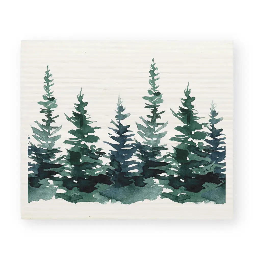 Watercolor Pines Swedish Dish Cloth