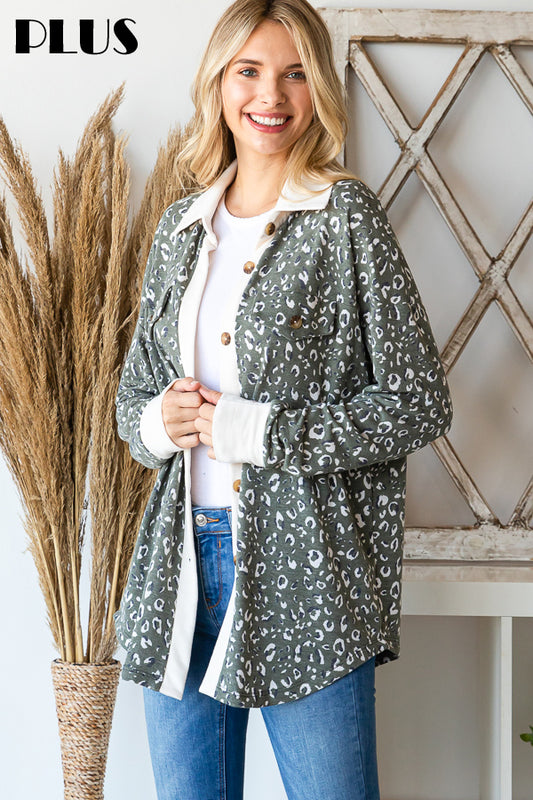 PLUS: Olive Leopard Shacket