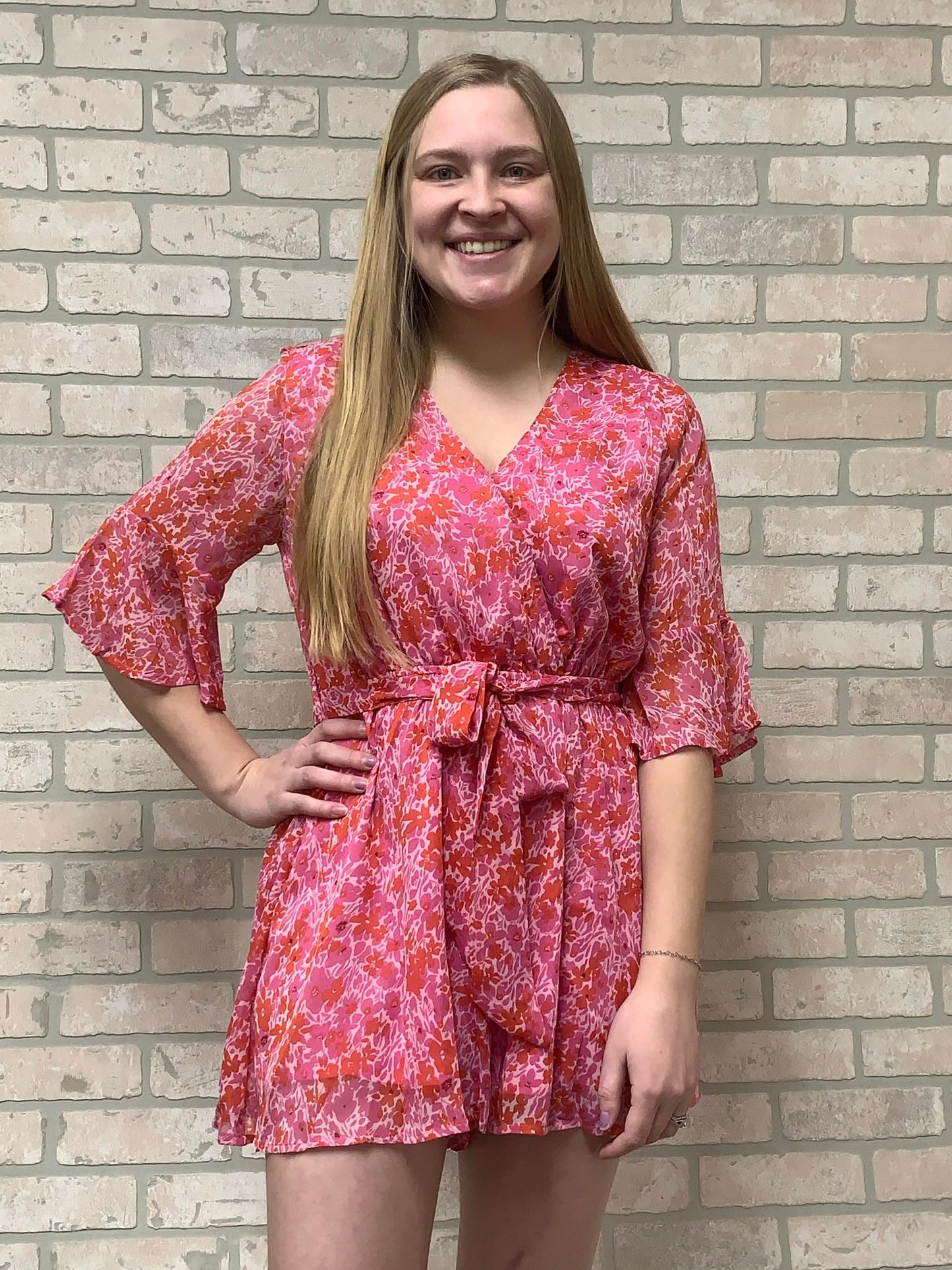 Pink/Red Floral Romper