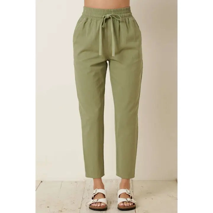Olive Cotton Twill Pants