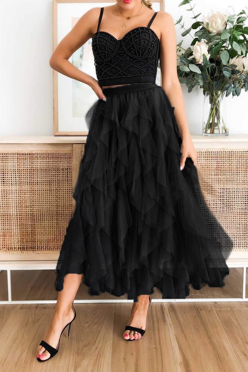 Black A-Line Tule Skirt