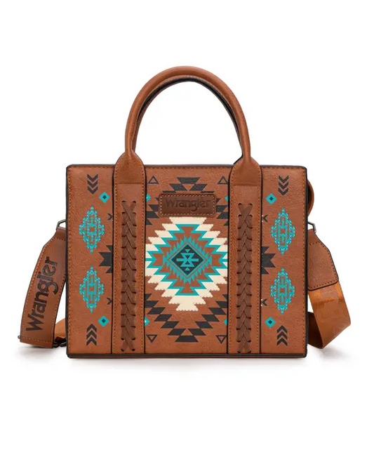 WRANGLER: Small Brown Aztec Tote