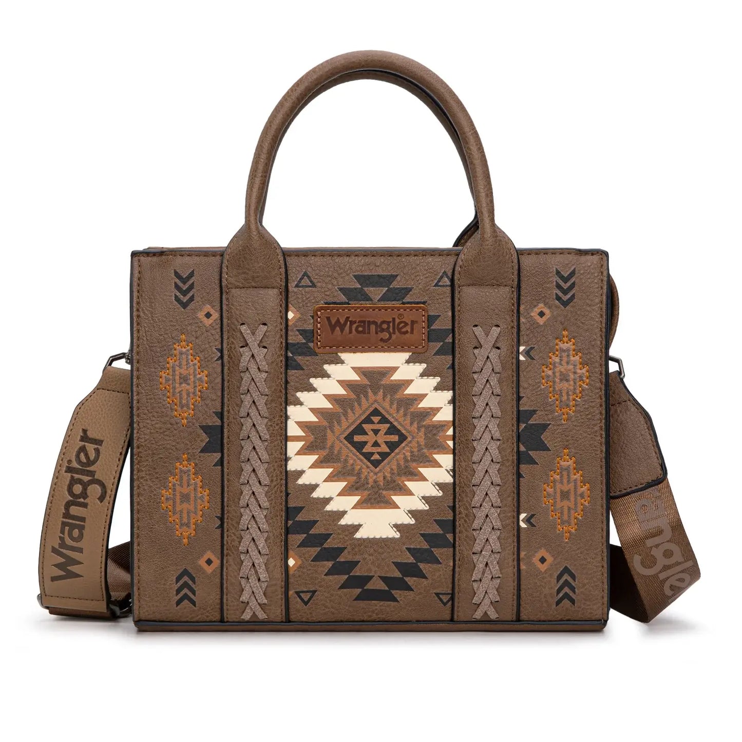 WRANGLER: Small Khaki Aztec Tote