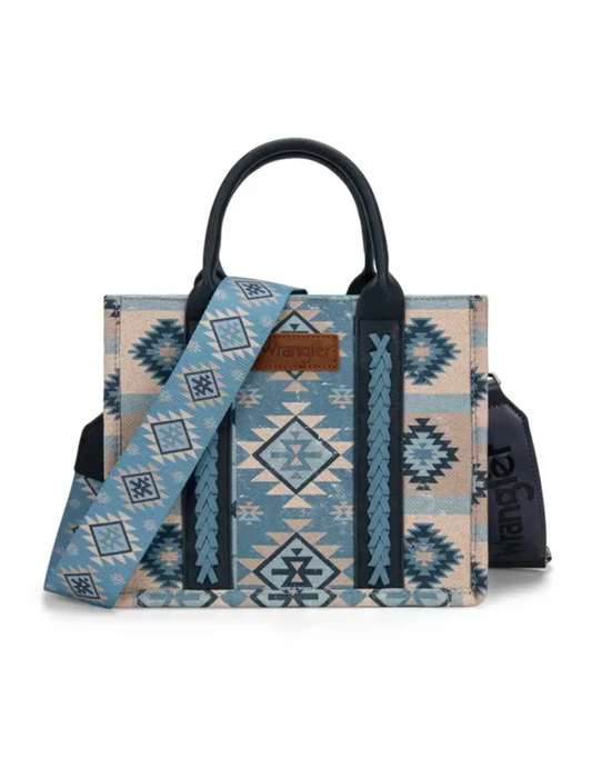 WRANGLER: Small Blue Aztec Tote