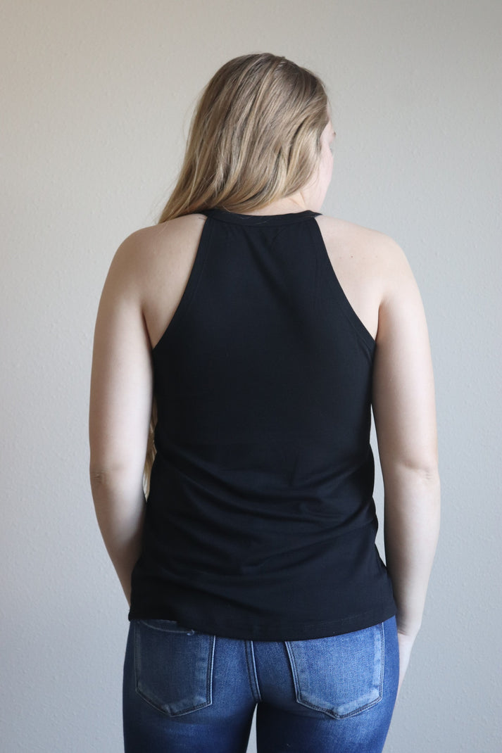 Black Halter Tank Rustic Coneflower Boutique