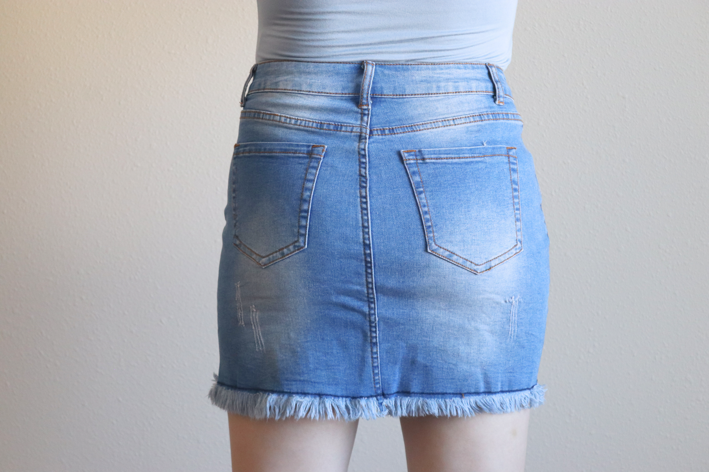 Distressed Denim Skirt